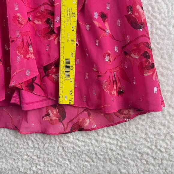 White House‎ Black Market Pink Cold Shoulder Ruffle Dress Womens Floral Size 2 - Picture 7 of 14